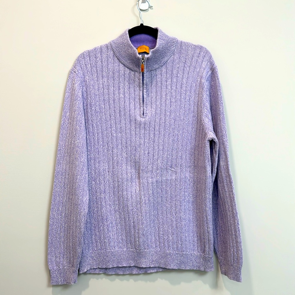 Robert Talbott lavender quarter zip sweater